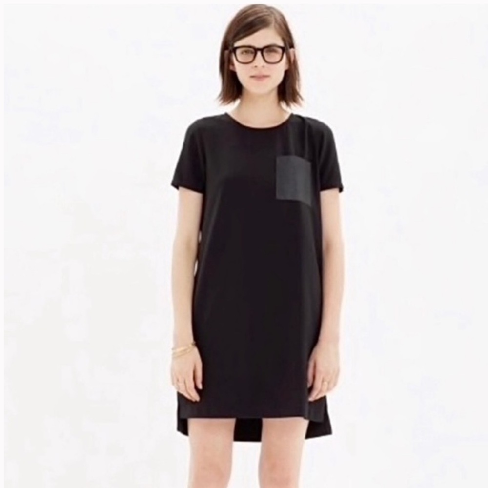 J. CREW FACTORY Faux Leather Pocket‎ Tee Dress Small